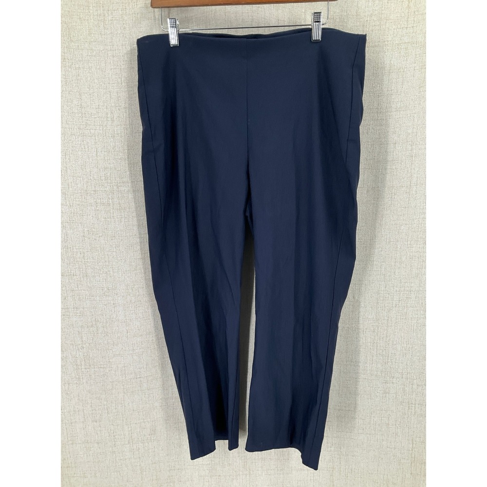 Chico's Trousers Women M Navy Blue Classic Minimalist Pull On Stretch Office